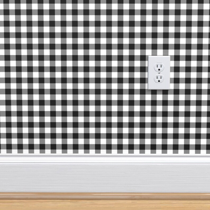Plaid Wallpaper Winter Plaid Black and White by Shopcabin | Etsy