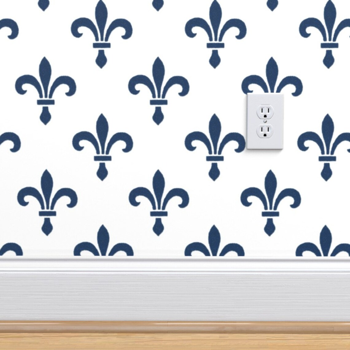 Gothic Wallpaper Fleur De Lys Blue And White By | Etsy