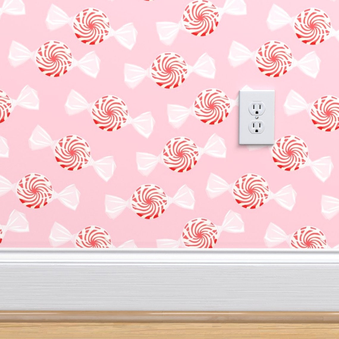 Holiday Wallpaper Pink Peppermint Candy by | Etsy