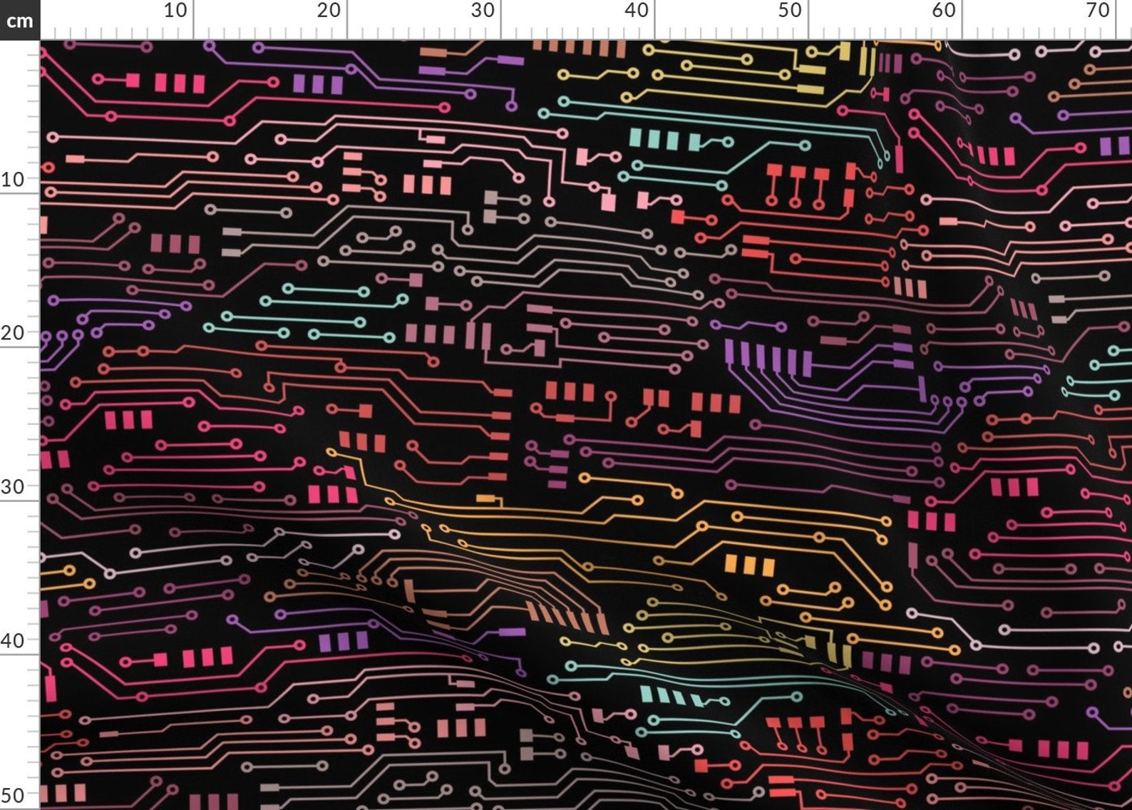 Rainbow Circuit Board Fabric Circuit Nerd Black Black Etsy