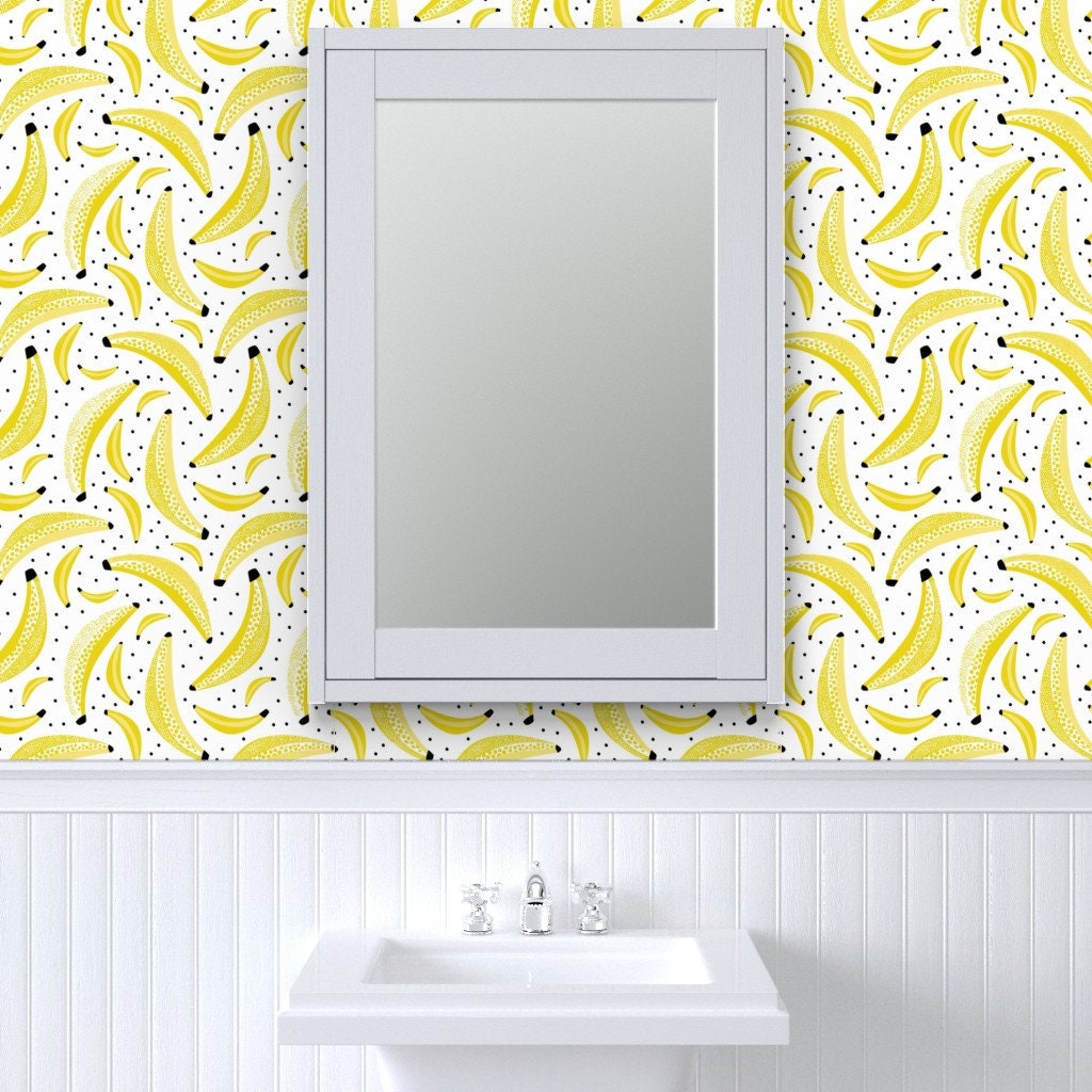 Banana Wallpaper Dots Banana Yellow by Littlesmilemakers | Etsy