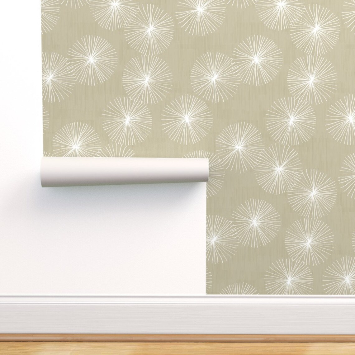 Gray Wallpaper Dandelions in Neutral by Friztin Gray White Etsy