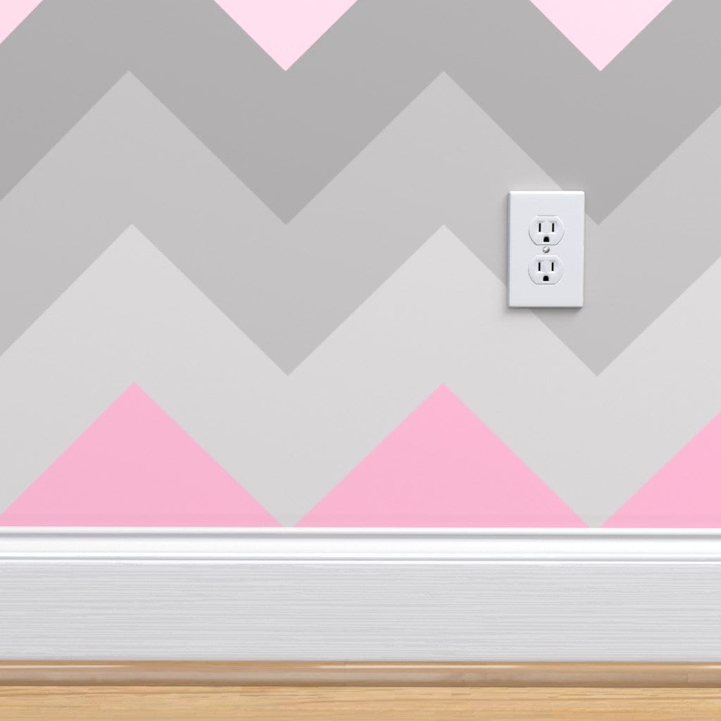 Pink Gray Wallpaper Pink Gray Ombre Chevron Large by Decamp Etsy