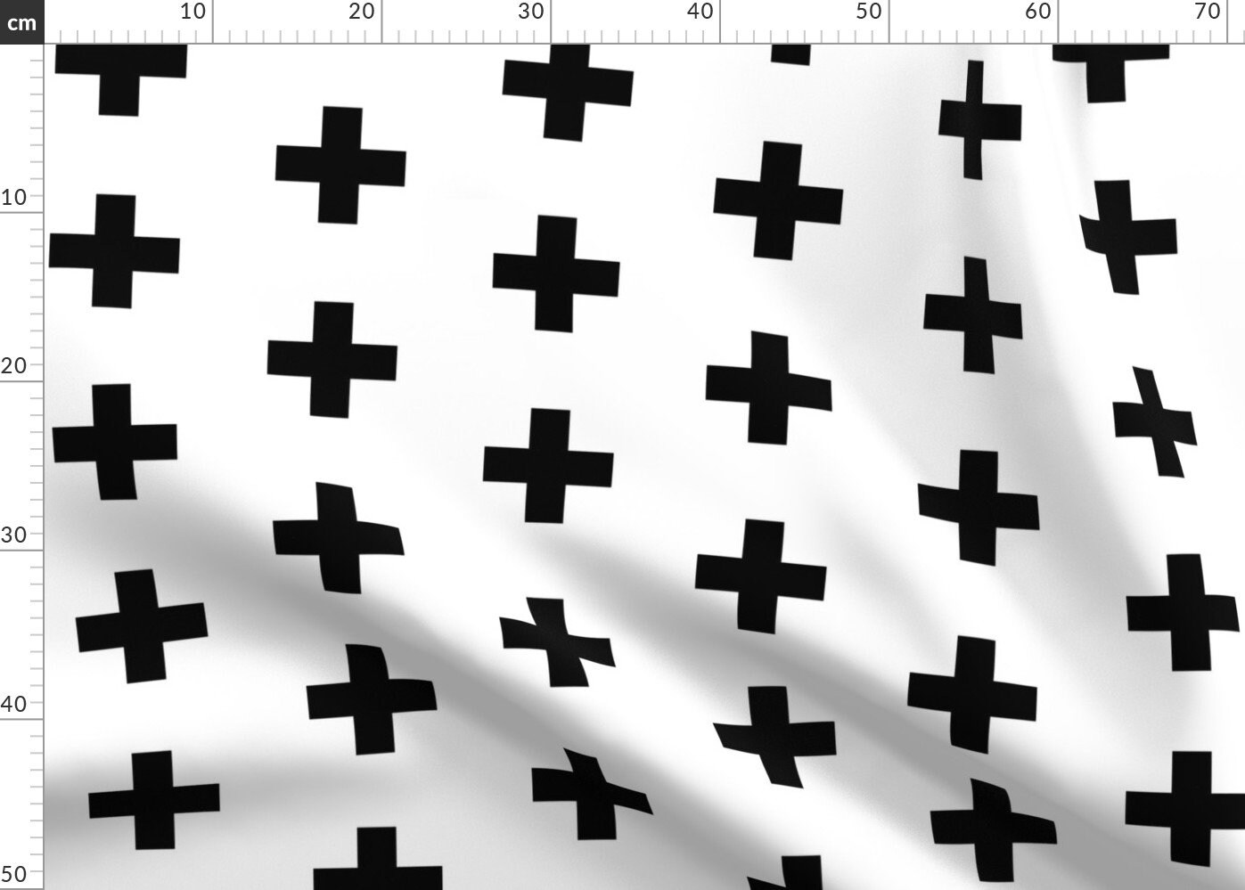 Classic Black White Cross Fabric Black Crosses On White Etsy