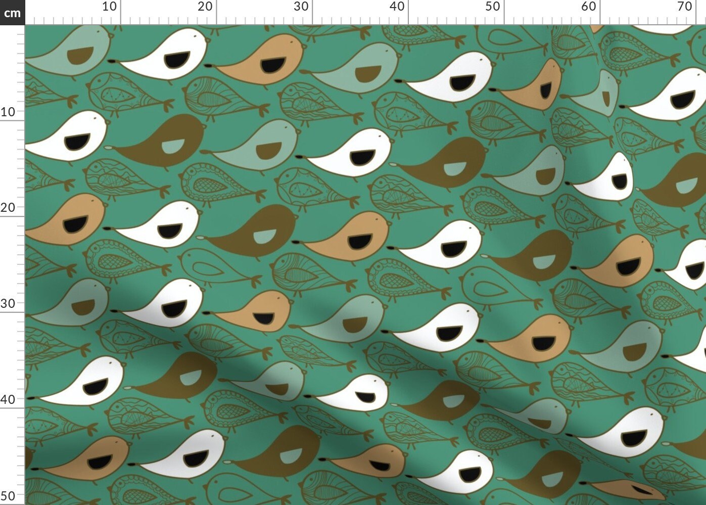 Green Paisley Bird Fabric Birds Of A Feather By Designertre Etsy