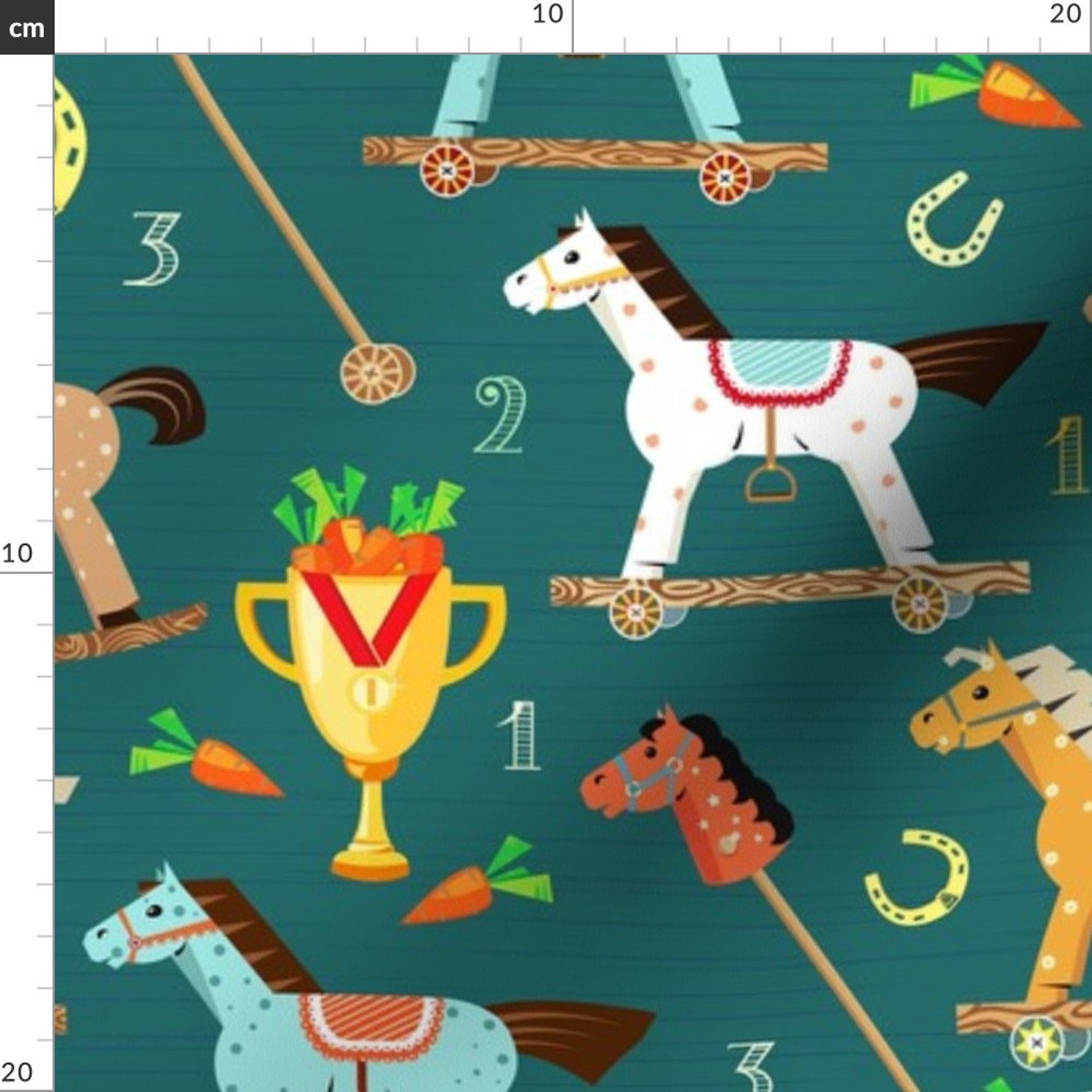 Blue Rocking Horses Fabric Wooden Horse Racing by Avisnana Etsy