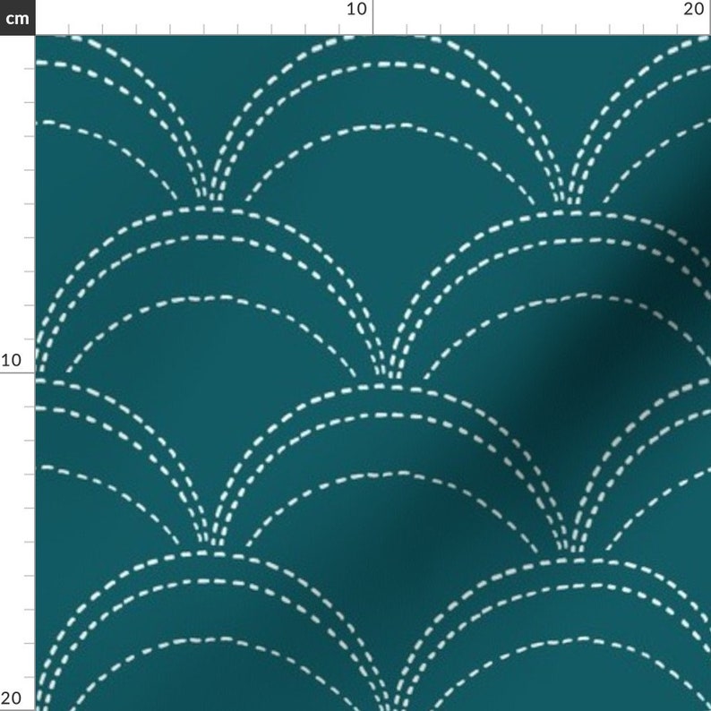 Japanese Sashiko Fabric Large Wave Stitch Teal by Alib Etsy