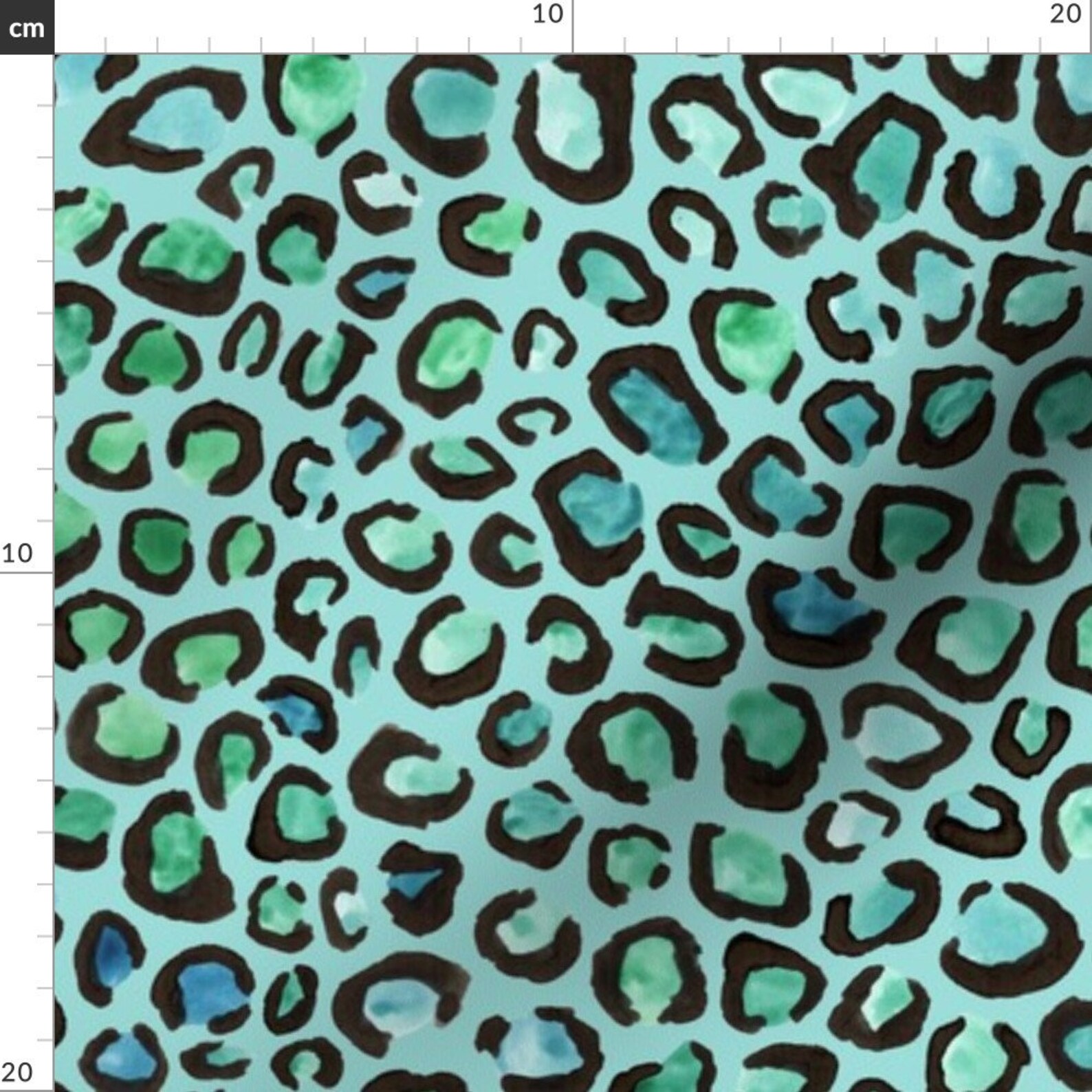 Teal Cheetah Fabric Blue and Green Cheetah Print Light Etsy