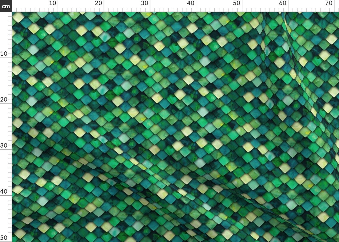Green Fabric Dragon Scales Green Multi by Etsy