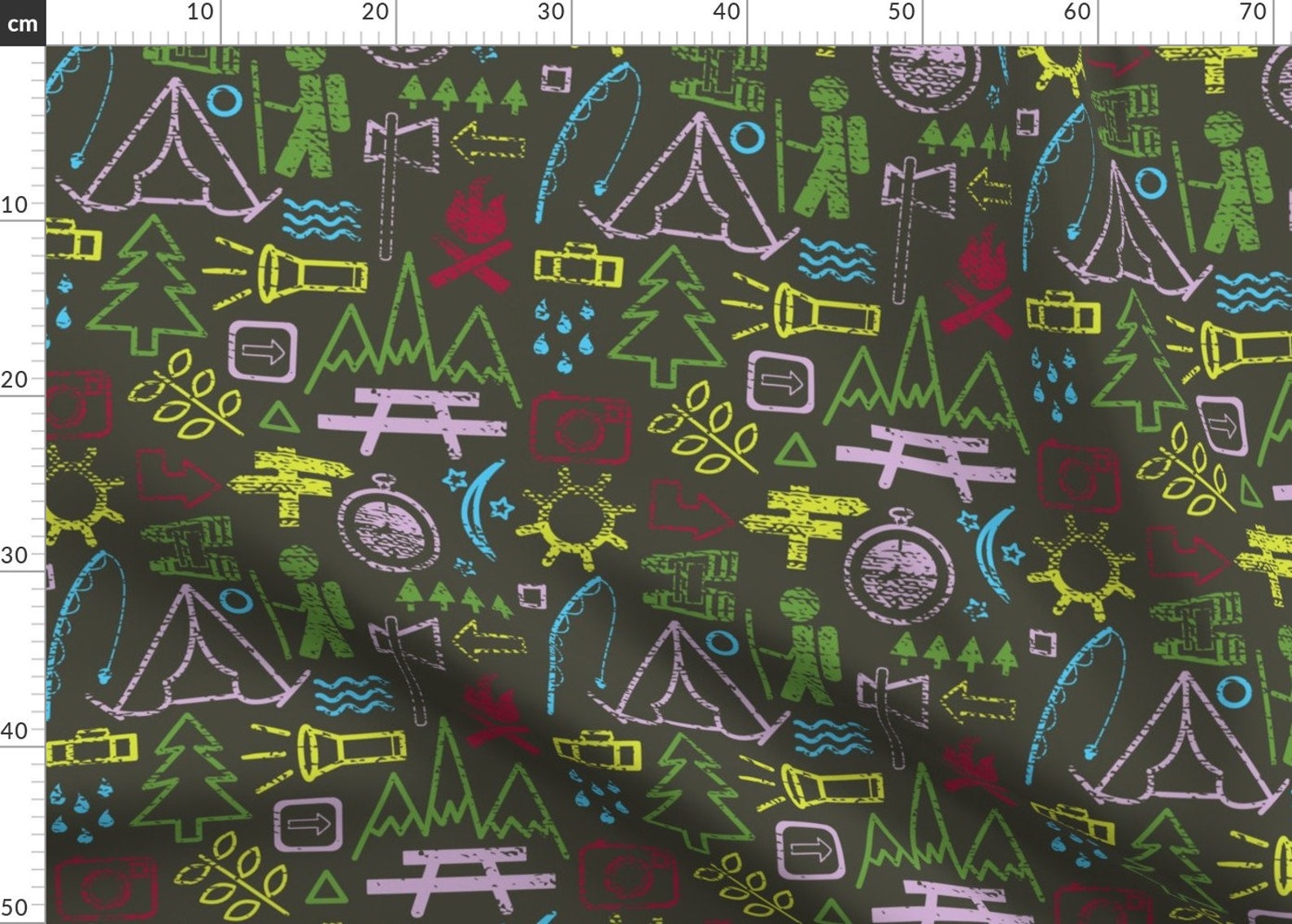 Hiking Chalk Natural Mountains Design Fabric Follow The Etsy