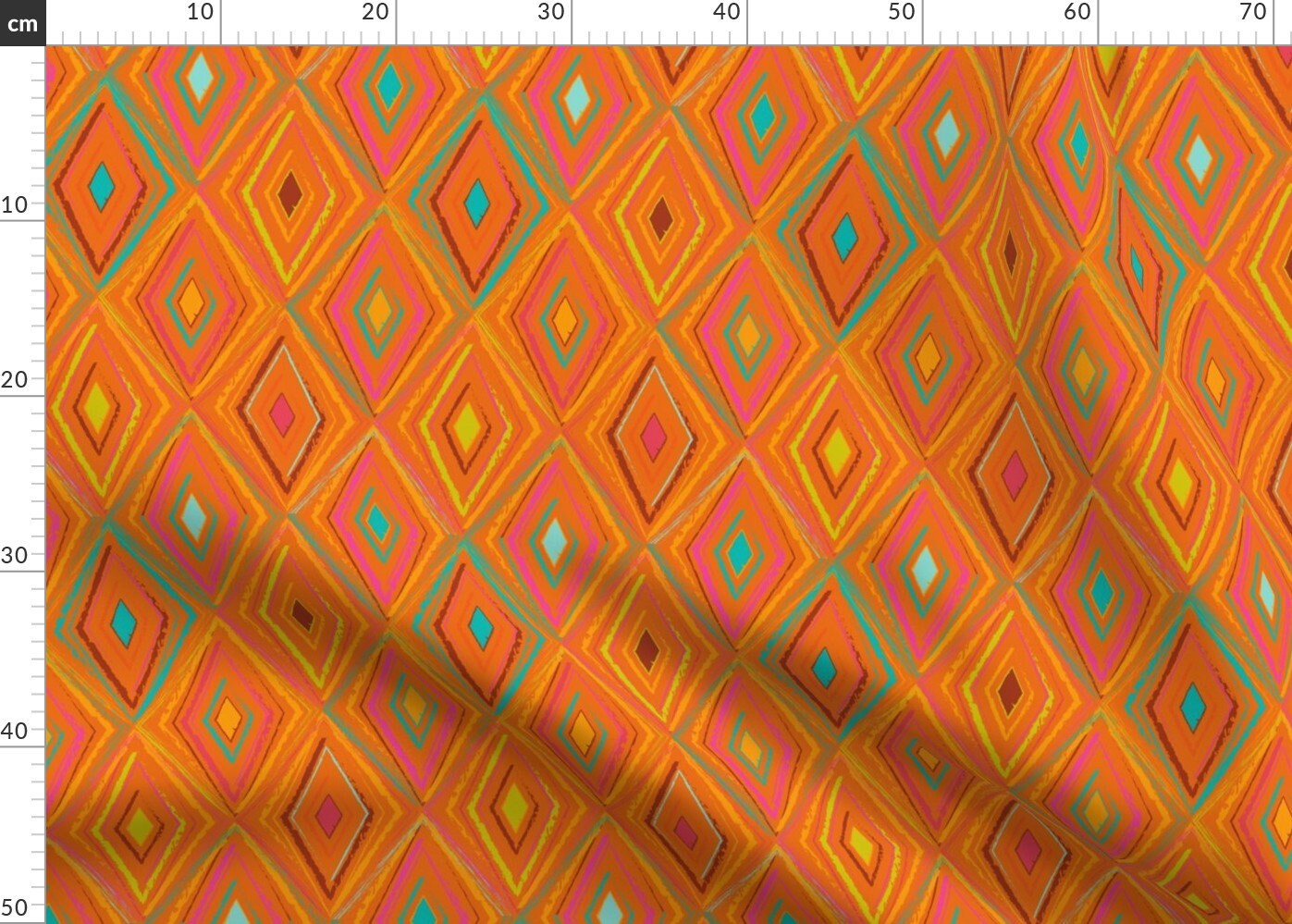 Orange Geometric Fabric Diamond Brush Tangerine By Etsy