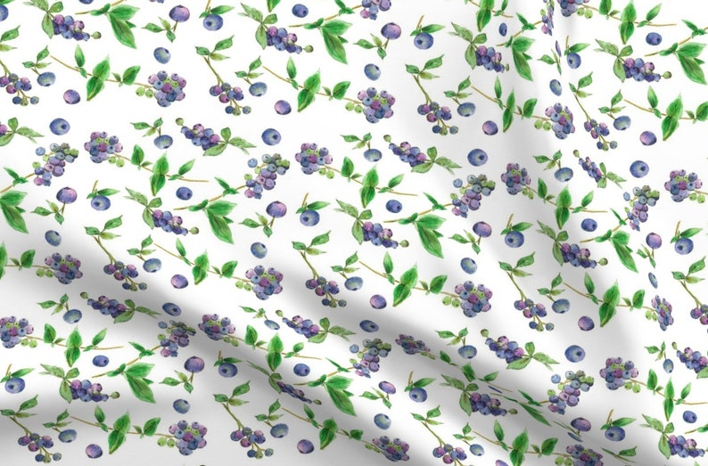 Summer Blueberries Fabric Blueberries by Countrygarden Etsy