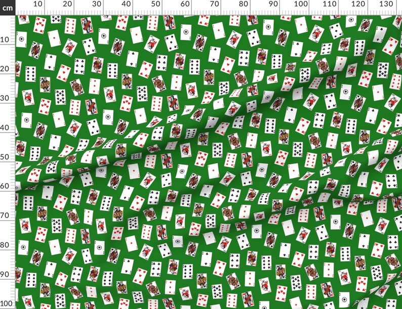 Playing Cards Fabric Playing Card Green By Thin Line Etsy