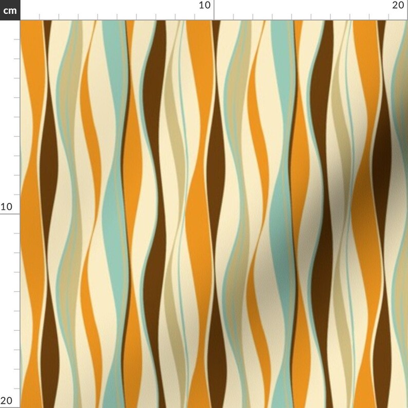 Wavy Stripes Fabric Wavy Lines Retro by Threebranchesdesign Etsy