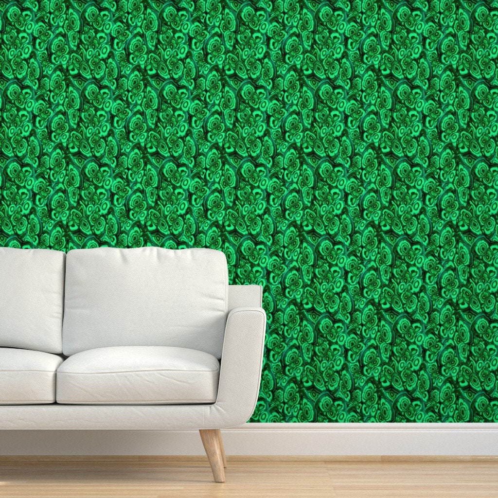 Malachite Wallpaper Malachite By Willowlanetextiles | Etsy