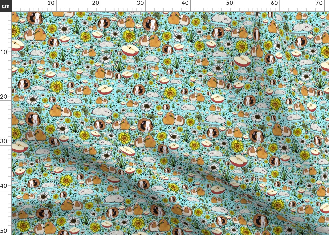 Guinea Pig Fabric Guinea Pigs On Blue By Nemki Guinea Pig Etsy