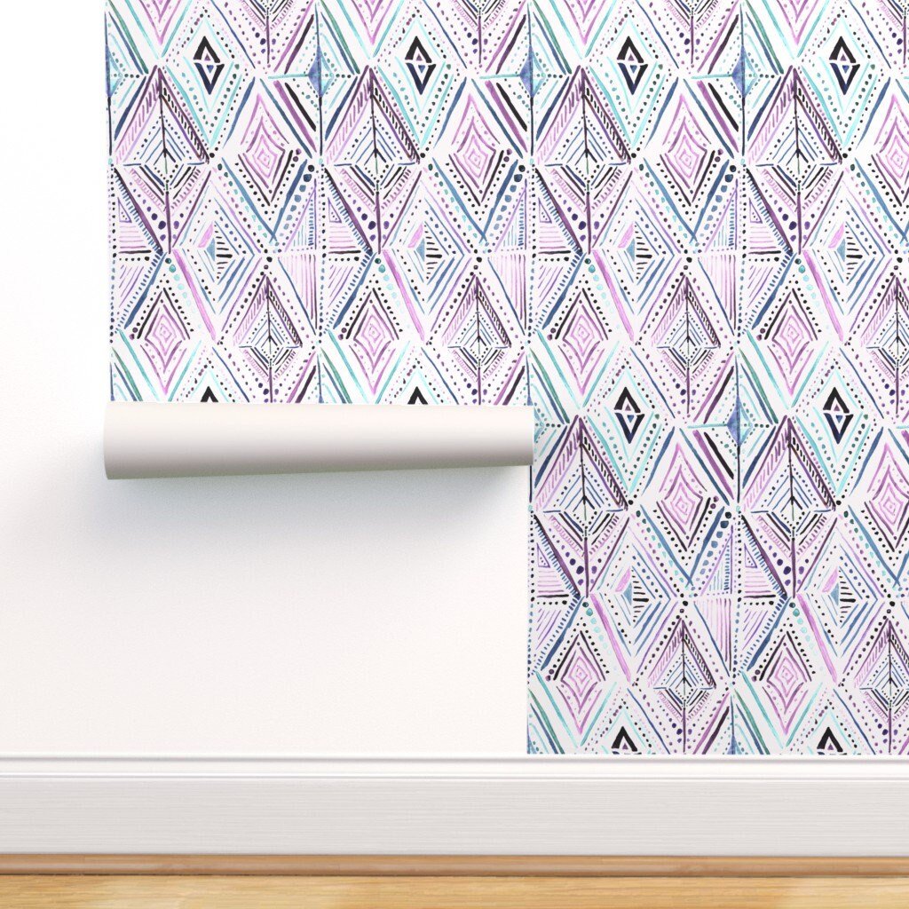 Purple Wallpaper Boho Diamond-purple by Crystal_walen | Etsy