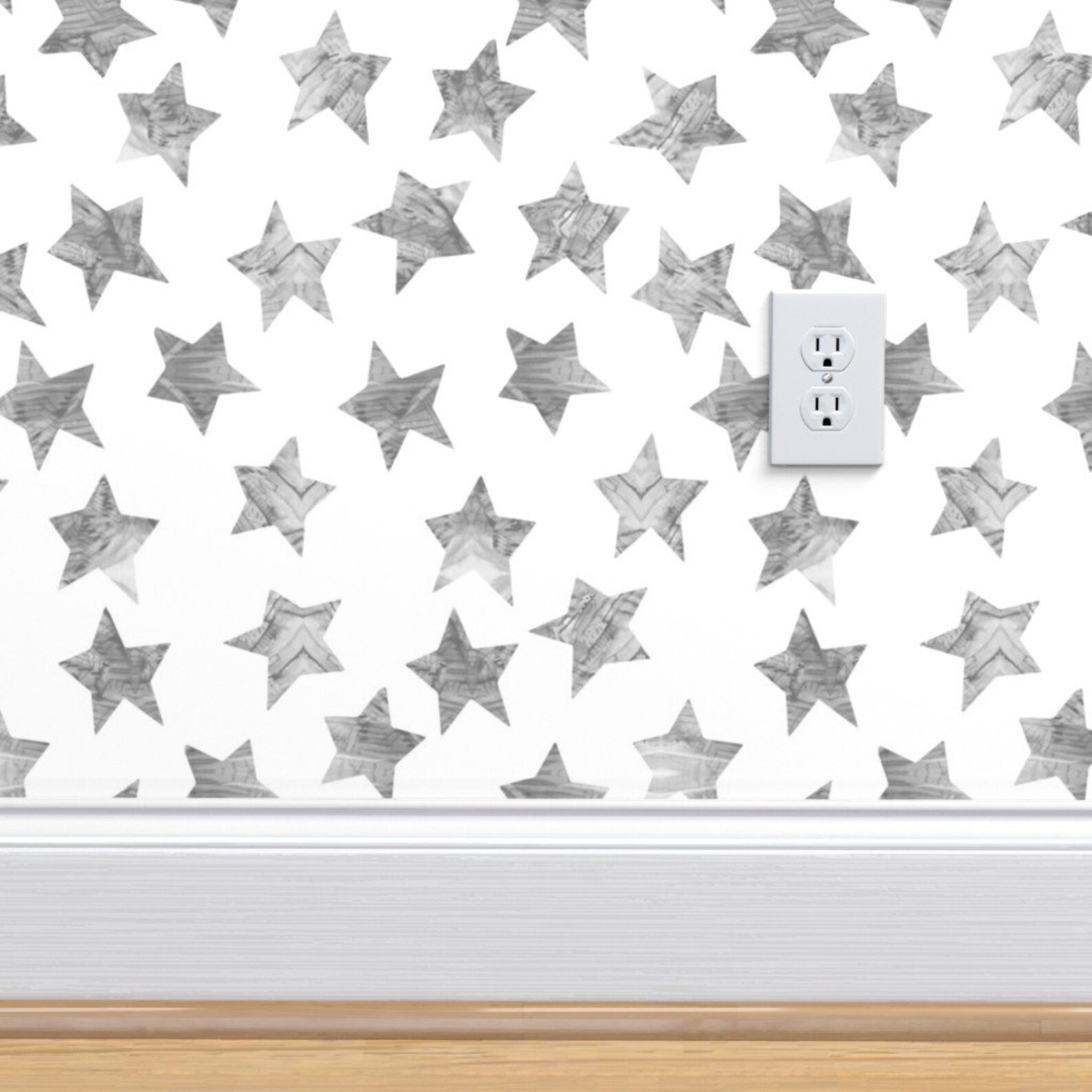Gray Star Wallpaper Starry Watercolor Dreams in Grey by Etsy