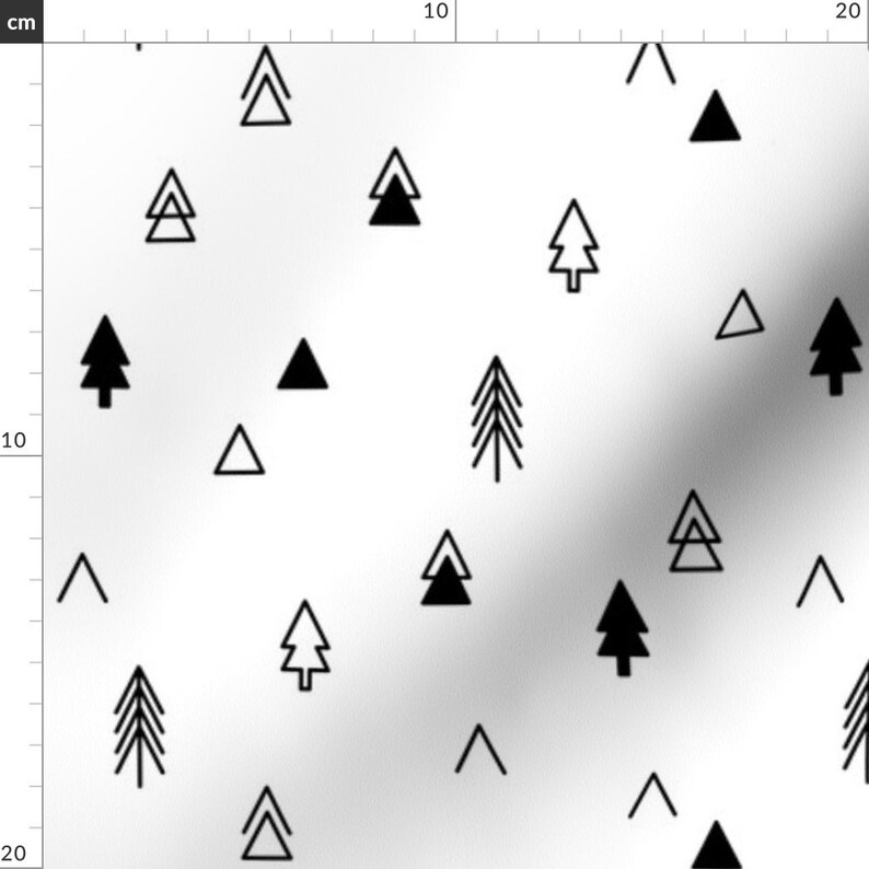 Black and White Fabric Trees Black on White Scattered by Etsy