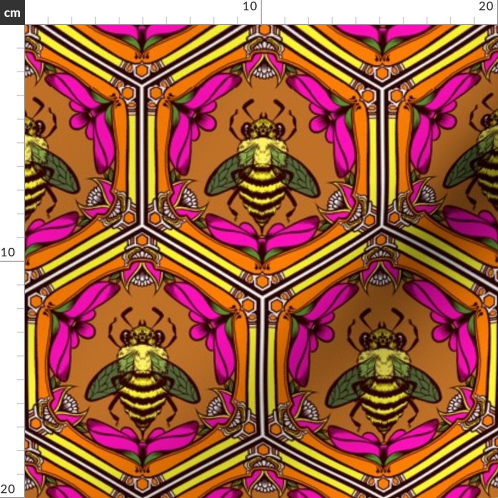 Art Deco Bee Fabric Bzz by Jadegordon Bumble Bee Etsy