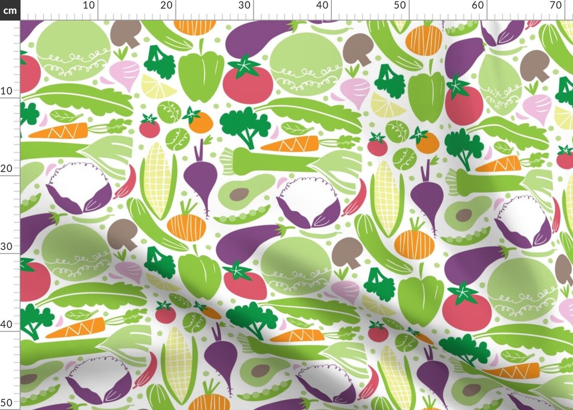 Vegetable Fabric Veggies by Natalia Gonzalez Kitchen Green Etsy