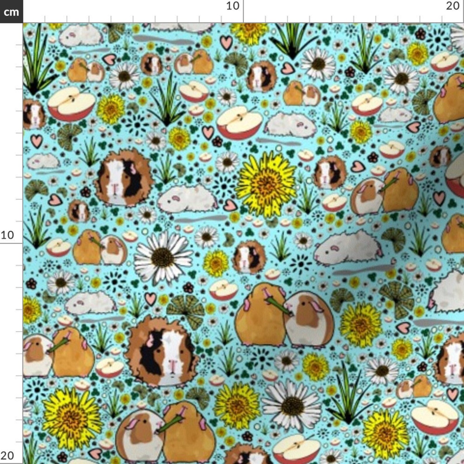 Guinea Pig Fabric Guinea Pigs On Blue By Nemki Guinea Pig Etsy