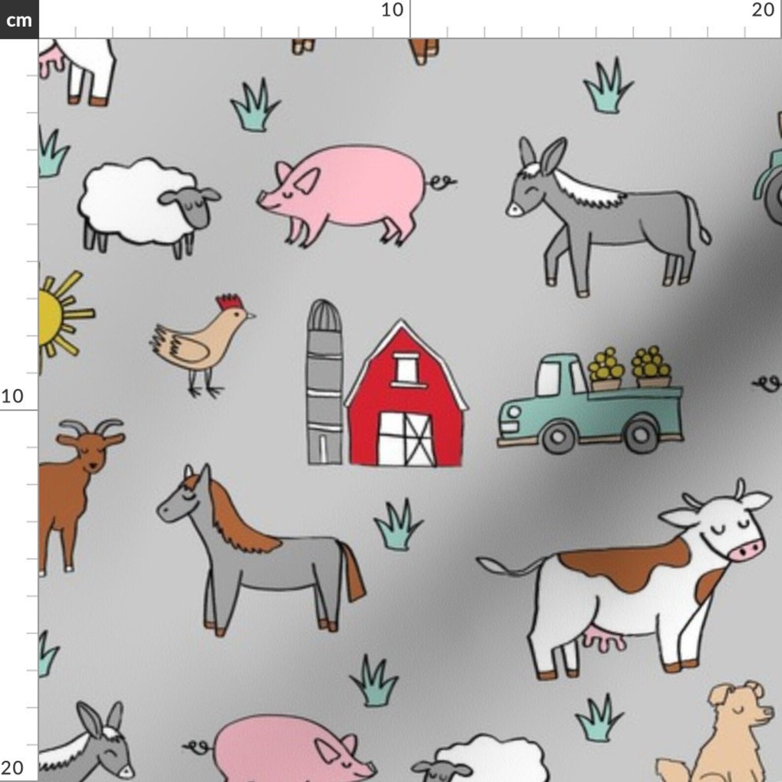 Farm Animals Fabric Nursery Kids Gender Neutral Cow Chicken Etsy