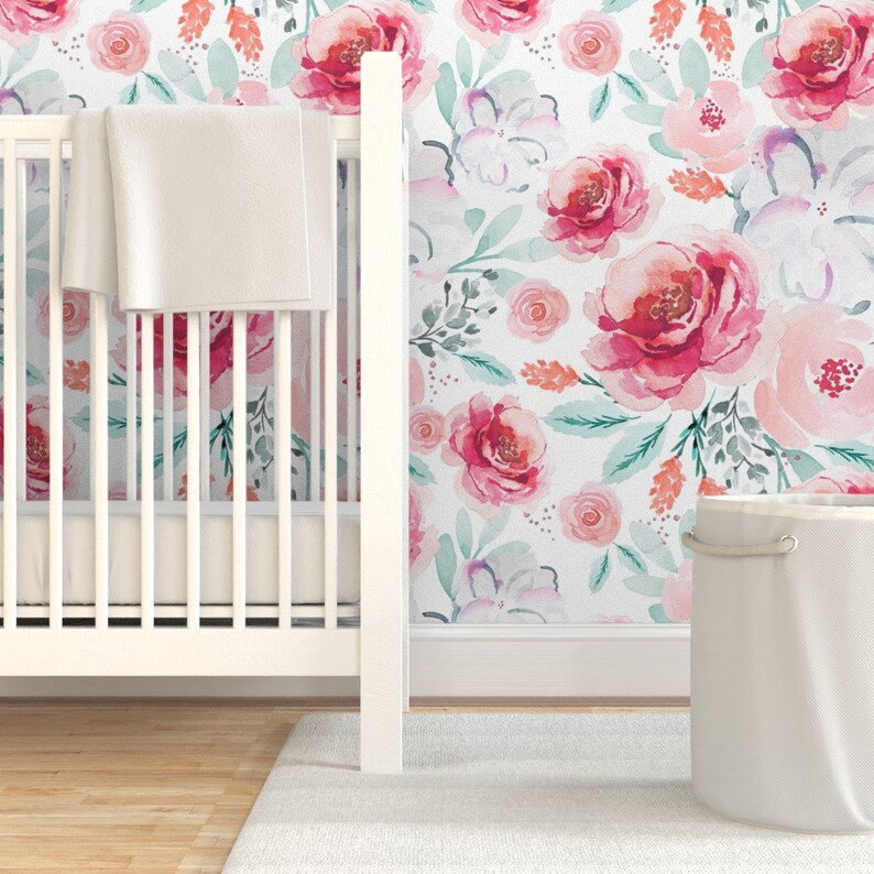 Romantic Floral Wallpaper Valentine Roses by Indybloomdesign Etsy