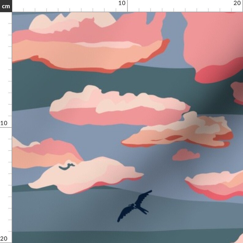 Paint By Number Sunset Cloud Fabric Sunset On A Cloudy Etsy