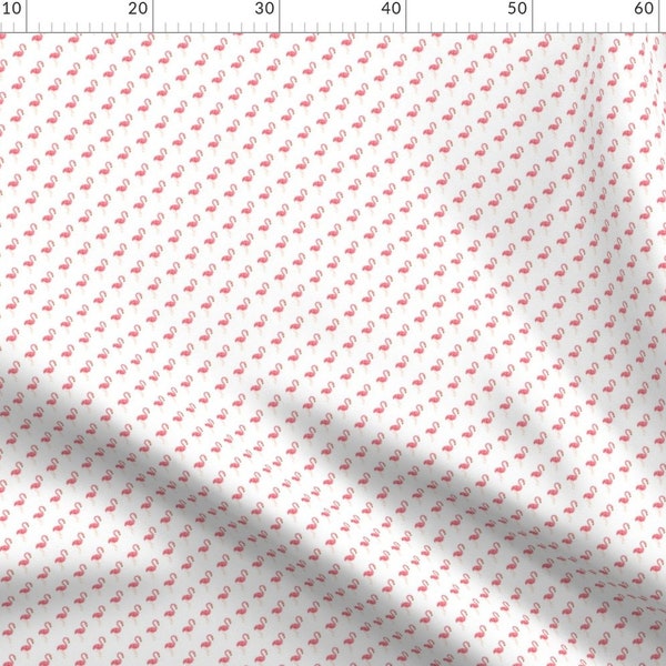 Pink Flamingos Fabric - Preppy Flamingo White By Littlerhodydesign - Pink Flamingos Beach Decor Cotton Fabric By The Metre by Spoonflower