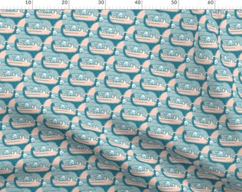 Gators And Birds Fabric - See You Later, Alligator! N3/Smaller Size/ By Iryna Ruggeri - Crocodile Cotton Fabric By The Metre by Spoonflower
