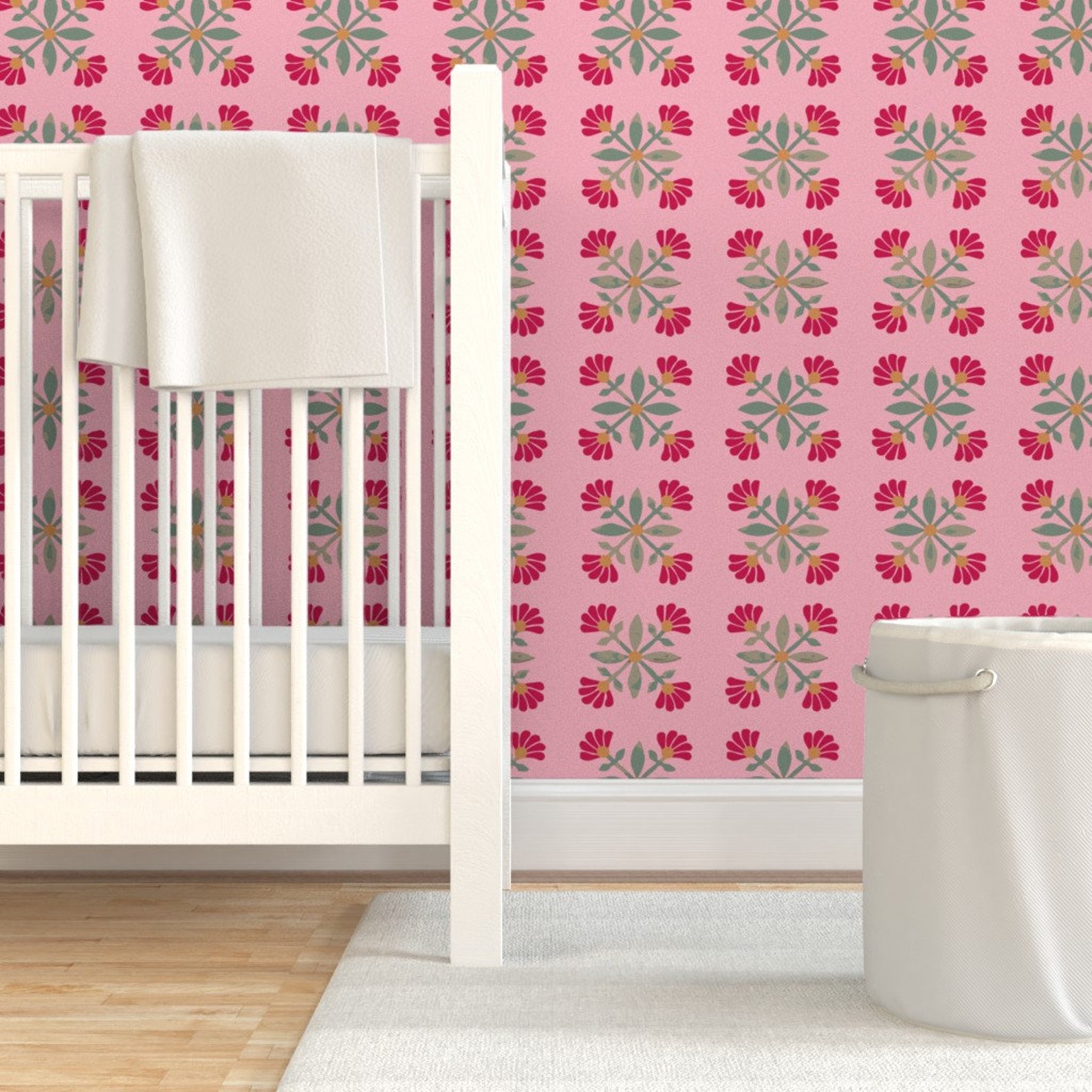 Mexican Tile Wallpaper Mexican Rose Retro Pink by Jenlats | Etsy
