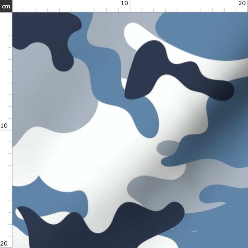 Blue Camoflauge Fabric Blue and White Camouflage Pattern by Etsy