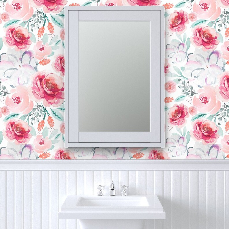 Romantic Floral Wallpaper Valentine Roses by Indybloomdesign Etsy