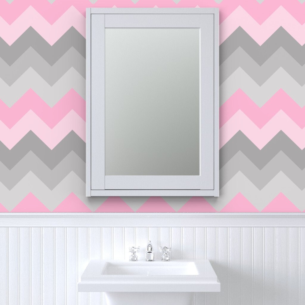 Pink Gray Wallpaper Pink Gray Ombre Chevron Large by Decamp Etsy