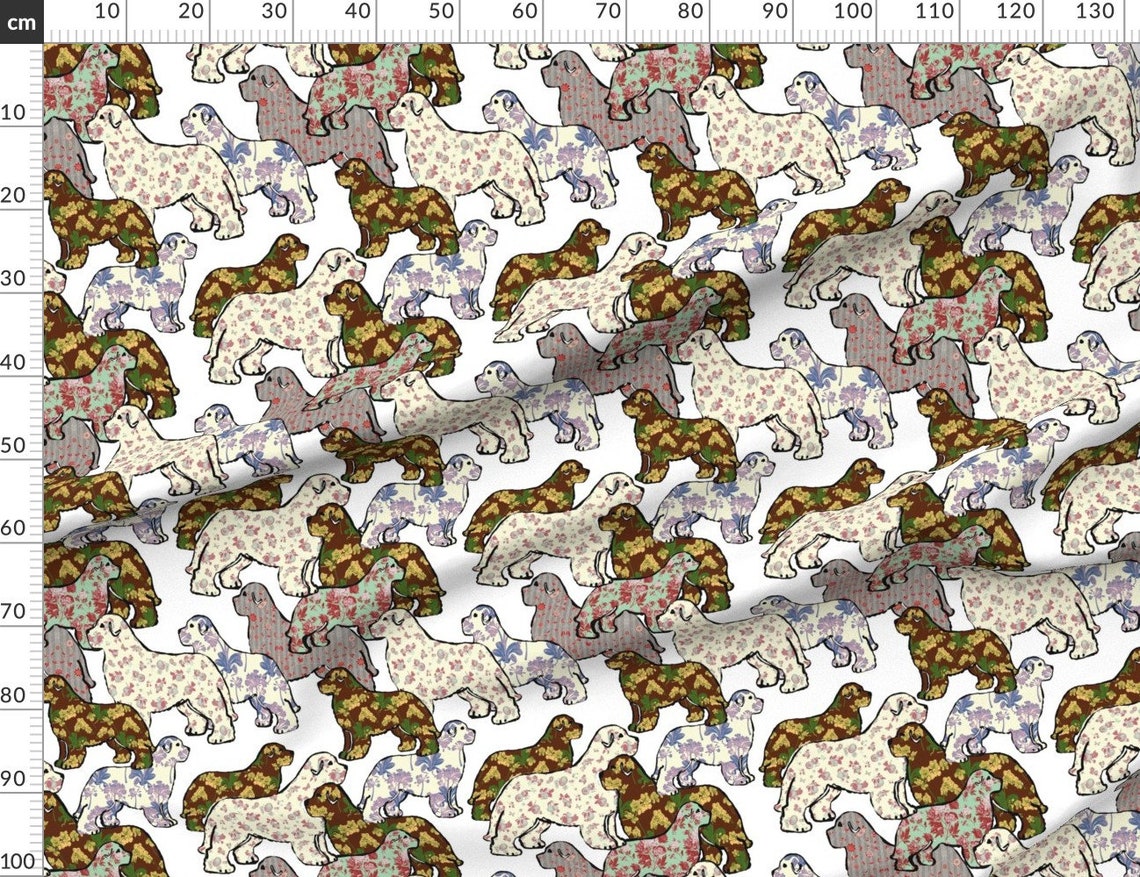 Newfoundland Floral Fabric Newfoundland Dog Whimsy By Etsy
