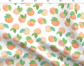 Watercolor Peaches Fabric - True Sweet Peach by ivieclothco - Summer Fruit Peach Kitchen  Fabric by the Metre by Spoonflower