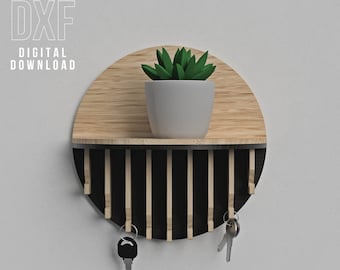 Entryway Key Holder Organizer Circle Laser cut files Cnc router plans DXF project