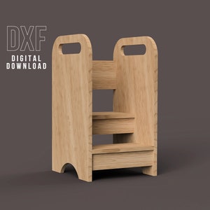 Simple Kids Step Stool Laser cut files Cnc router plans DXF project