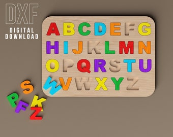 ABC alphabet puzzle game Laser cut files Cnc router plans DXF project