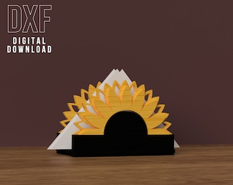 Sunflower Napkin Holder Laser cut files Cnc router plans DXF project