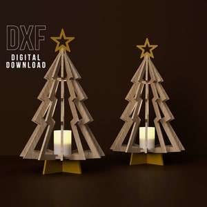 Kerstboom Multiplex Lamp Lasergesneden bestanden CNC-router plannen DXF-project