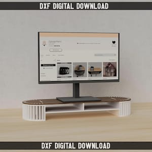 Monitor Stand Riser Shelf Laser cut files Cnc router plans DXF project