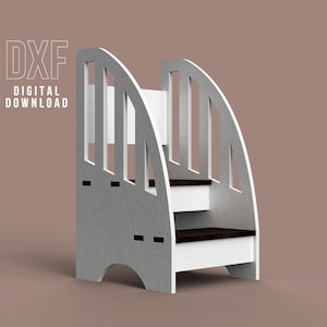 Kids Step Stool Chair Laser cut files Cnc router plans DXF project