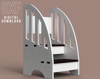 Kids Step Stool Chair Laser cut files Cnc router plans DXF project