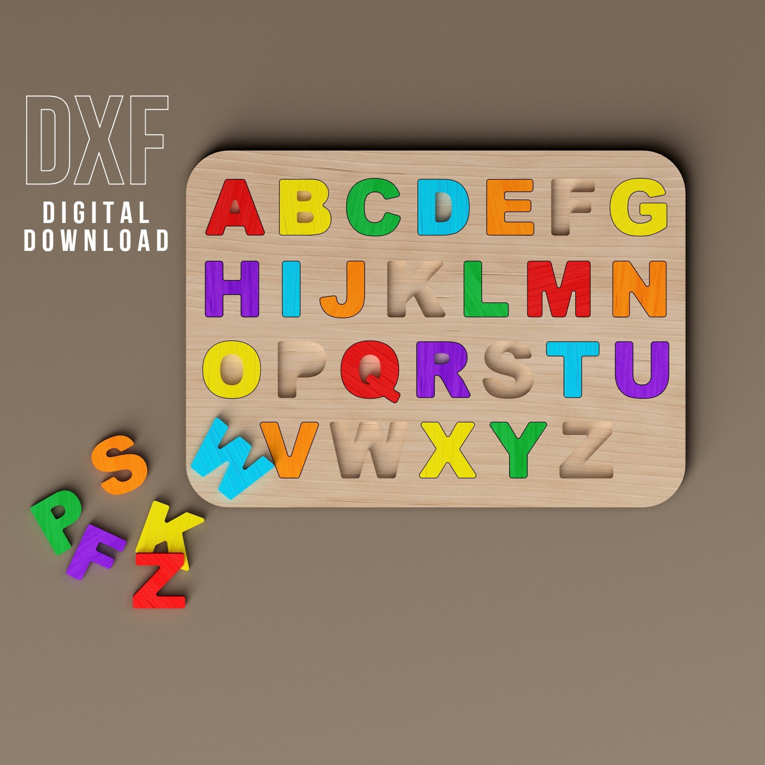 ABC alphabet puzzle game Laser cut files Cnc router plans DXF project