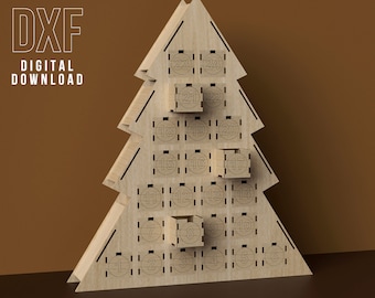 Christmas Tree Advent Calendar Laser cut files Cnc router plans DXF project