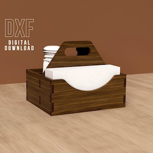 Napkin Holder Salt Pepper Caddy File tagliati al laser Cnc router piani progetto DXF