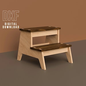 Step Stool Plywood Bench Laser cut files Cnc router plans DXF project
