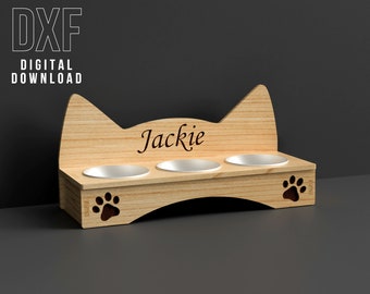 Soporte para comedero de gatos Archivos cortados con láser Planos de enrutador CNC Proyecto DXF
